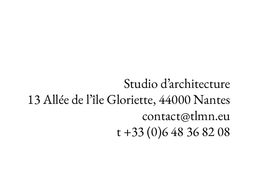 Telamon Architectes Nantes - Studio d'architecture TLMN (Haffner & Mazurek) - 13 allée de l'île gloriette, 44000 Nantes - contact@tlmn.eu 